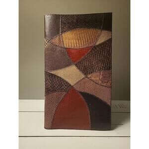 80s Vintage  Envelope Clutch Bag Snakeskin Leather Patchwork Purse